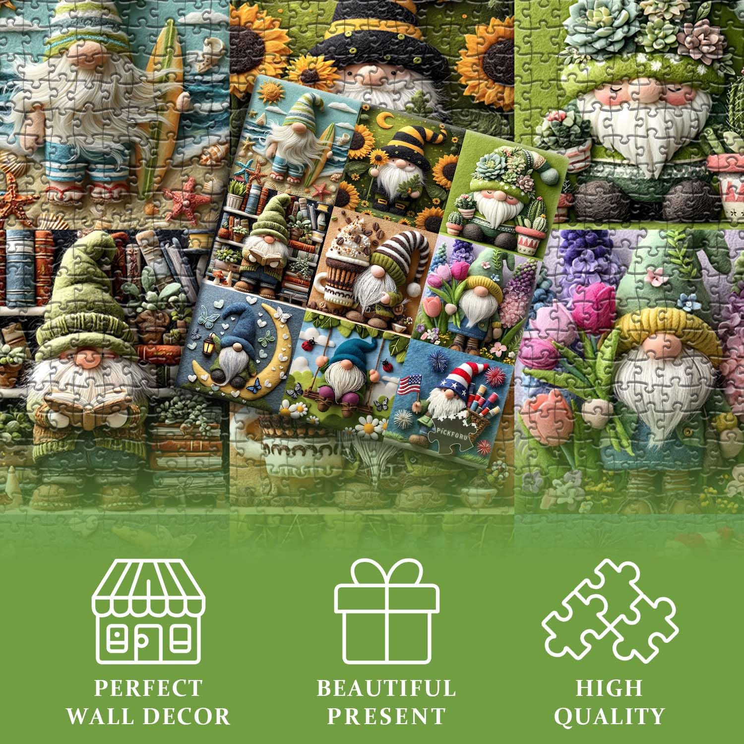 PICKFORU Gnome puzzle book and poster guide—helps you start and stay on track.
