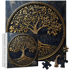 PICKFORU gradient black gold tree puzzle image highlighting striking colors