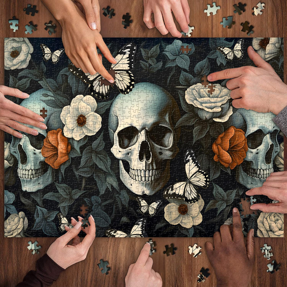PICKFORU Halloween gift skull puzzle, hauntingly beautiful for fans of spooky art.