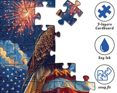 PICKFORU Freedom Eagle Puzzle features dramatic skies for an inspiring shelf accent