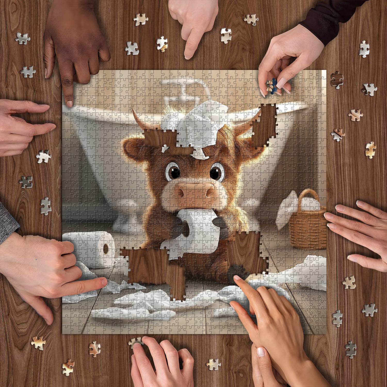 PICKFORU Highland Cow Puzzle sturdy three-layer cardboard construction.