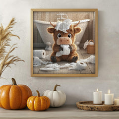PICKFORU Highland Cow Puzzle wall decor potential after completion.