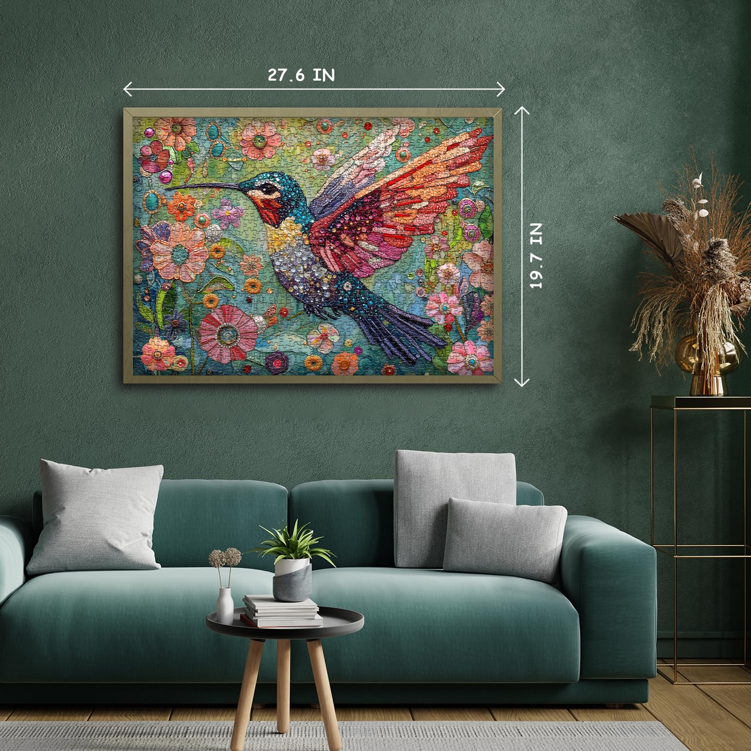 PICKFORU hummingbird and flowers, 1000-piece puzzle for mindful breaks.
