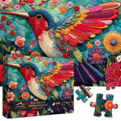 PICKFORU hummingbird puzzle garden detail highlights blossoms and greenery