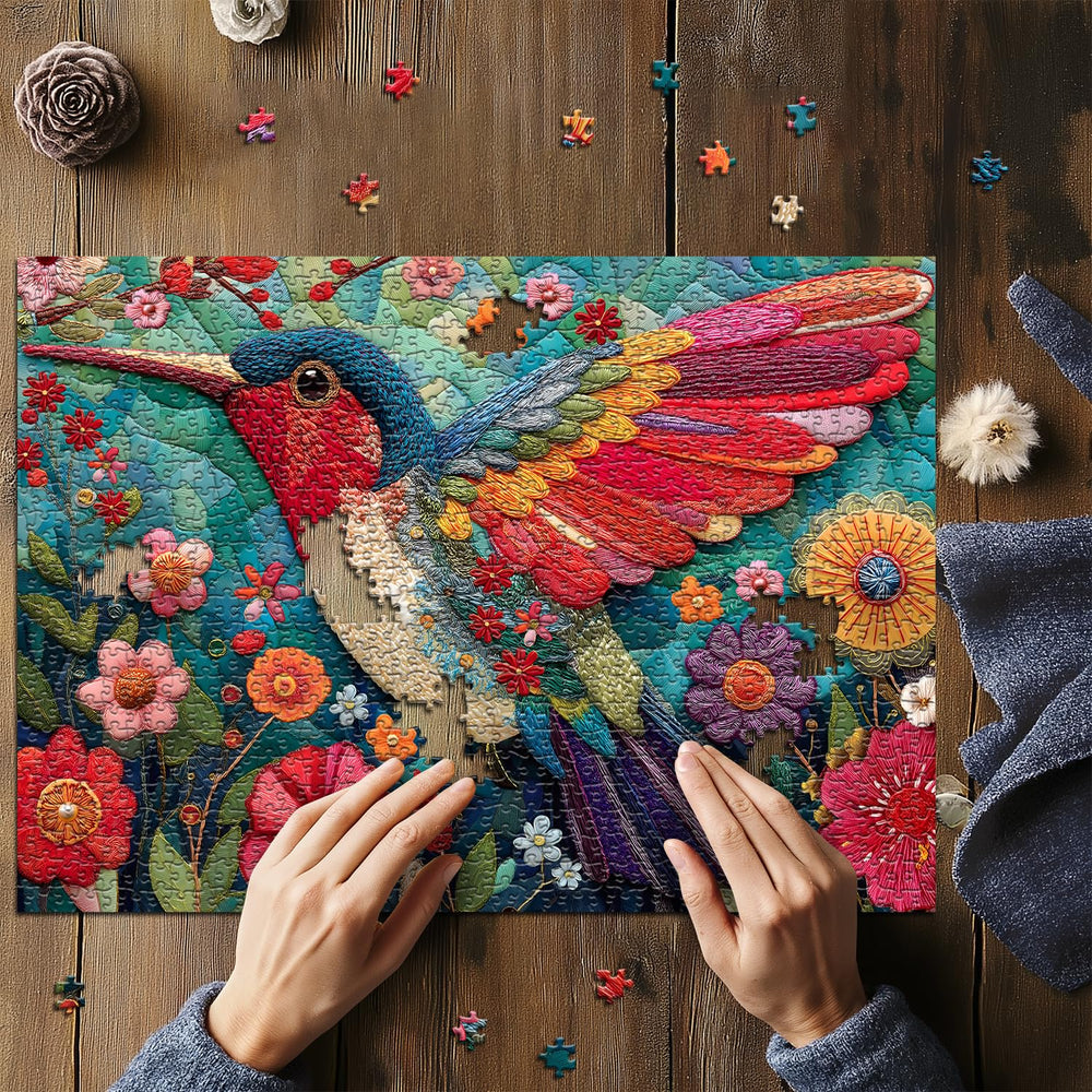 PICKFORU hummingbird wings close-up invites mindful piece fitting