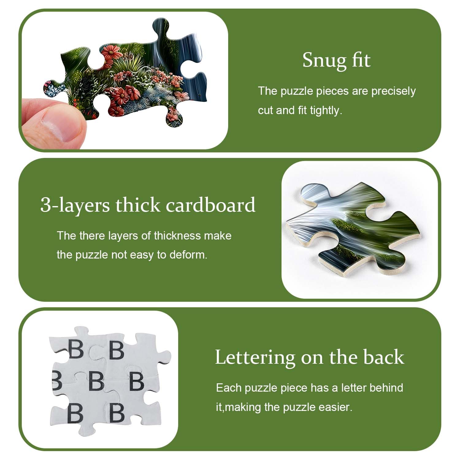 PICKFORU Impossible Puzzle shows 60x60 cm finished size for focused assembly