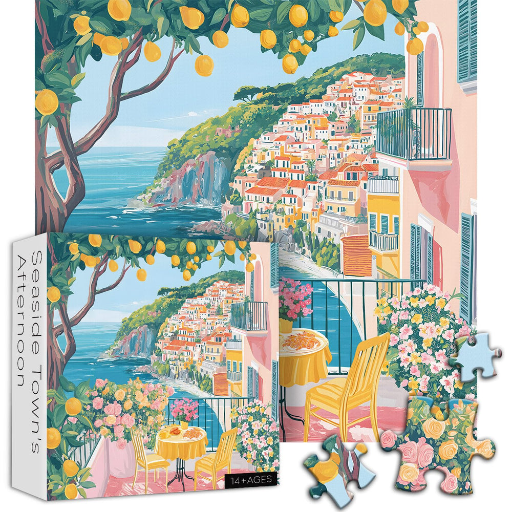 PICKFORU Italy Cinque Terre puzzle beach balcony image, perfect for relaxing afternoons