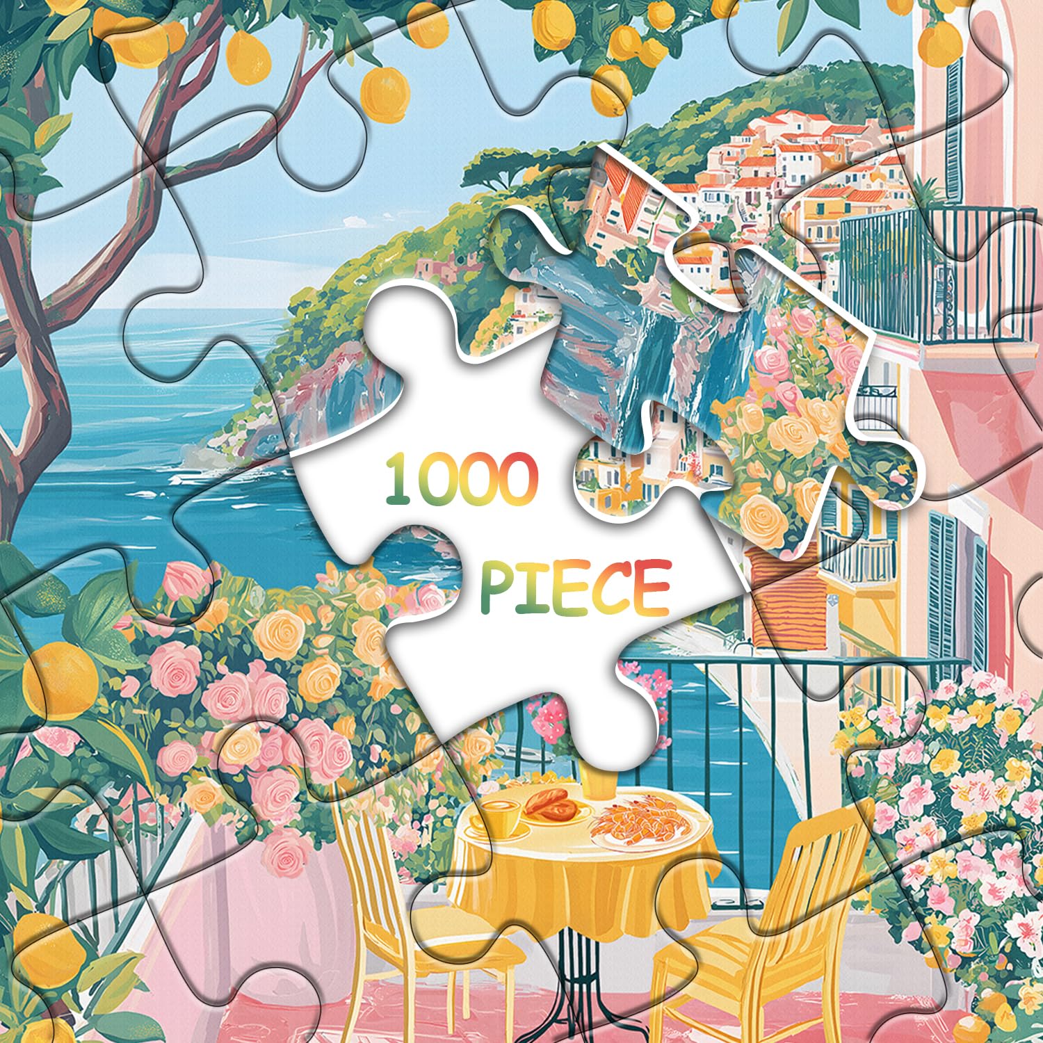 PICKFORU Italy Cinque Terre puzzle wall decor idea, frame after completion for home decor