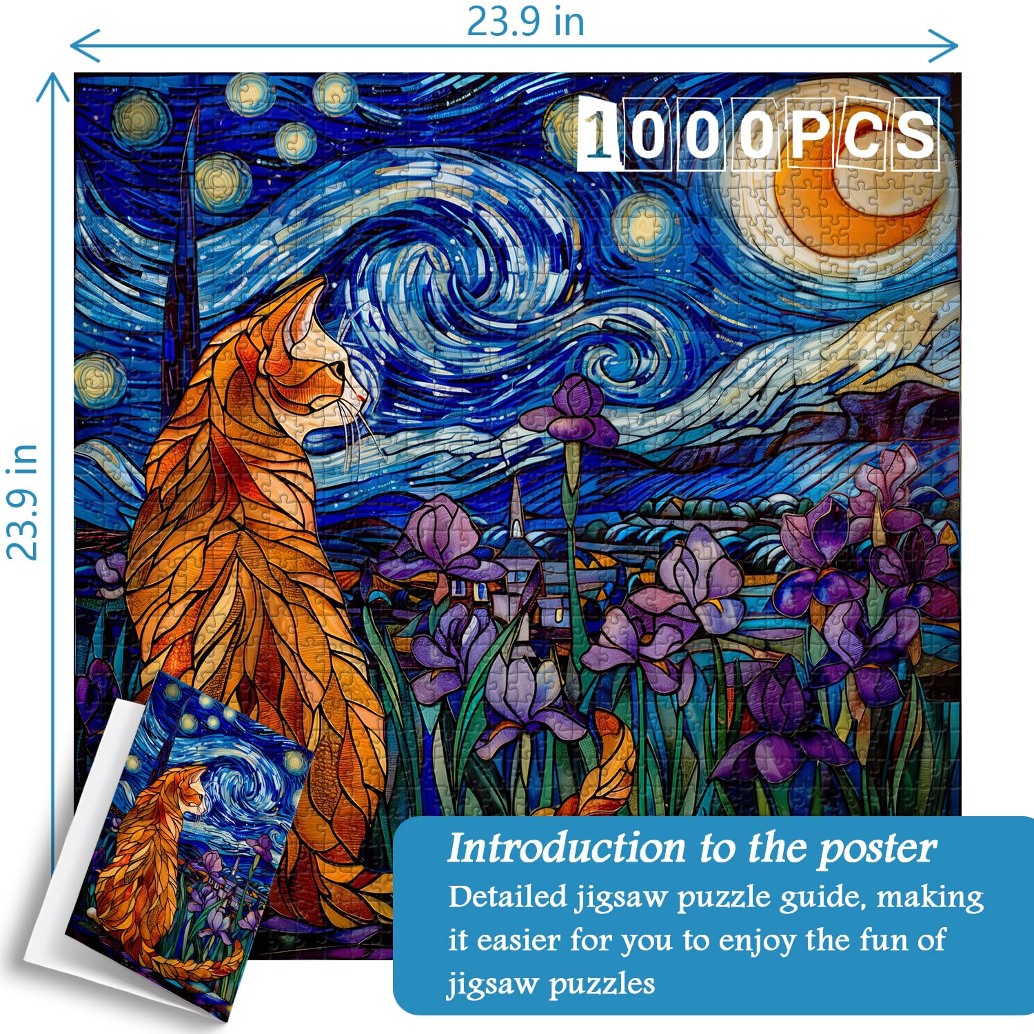 Pickforu moonlit cat puzzle scene captures a serene nocturnal moment.