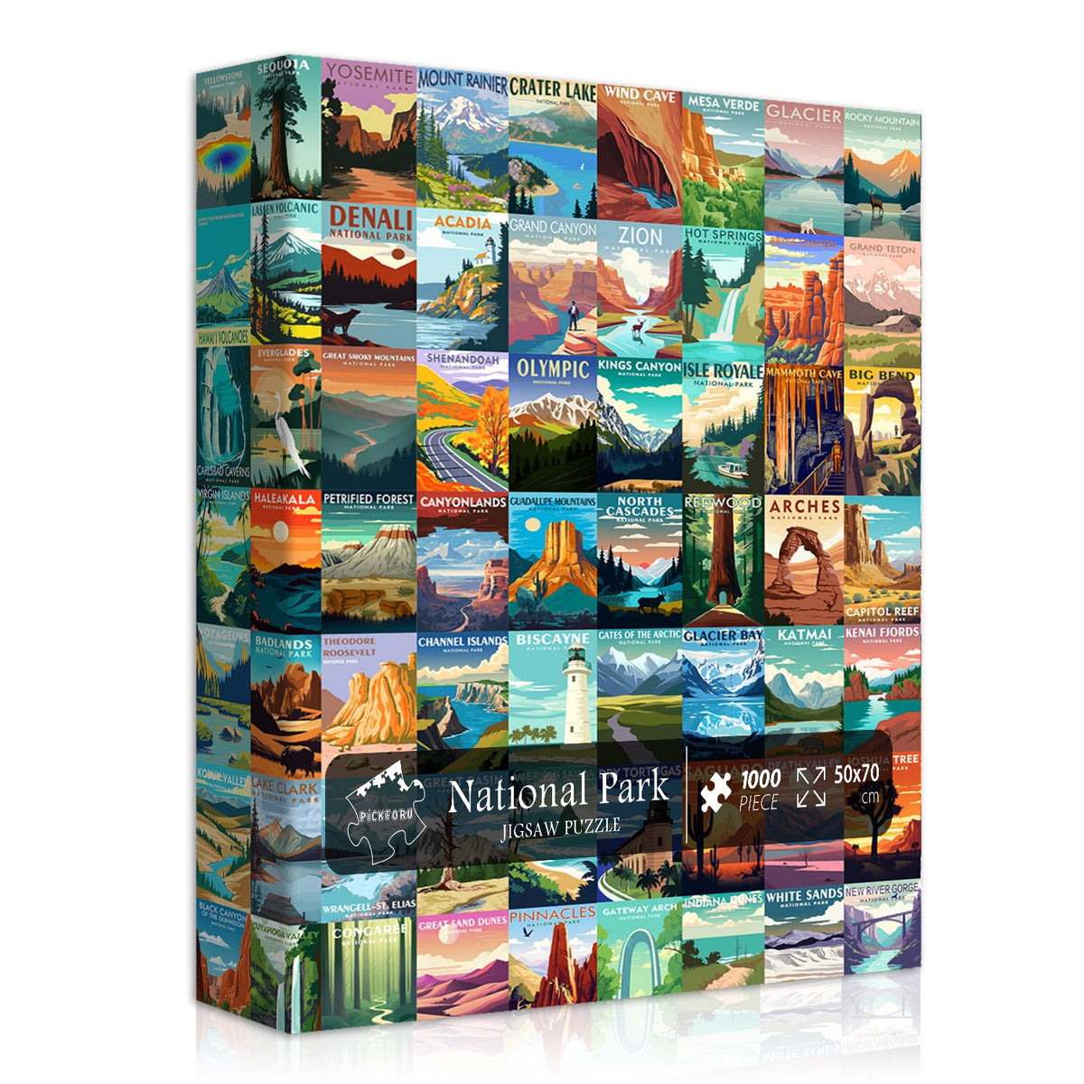PICKFORU National Parks Puzzle 1000 front view, ideal for calm solo evenings.