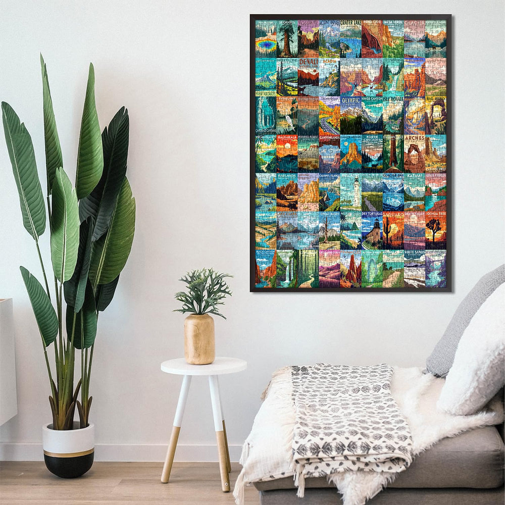 PICKFORU National Parks Puzzle wall decor ready to frame.