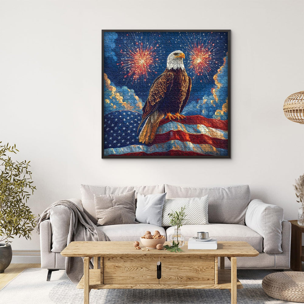 PICKFORU Patriotic Puzzle with fireworks offers a vibrant display for wall art