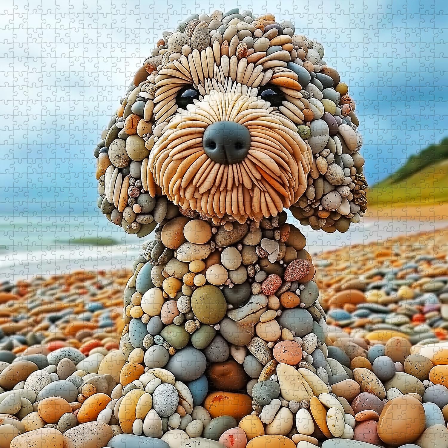 PICKFORU puppy puzzle close-up — precise print brings colorful characters to life.