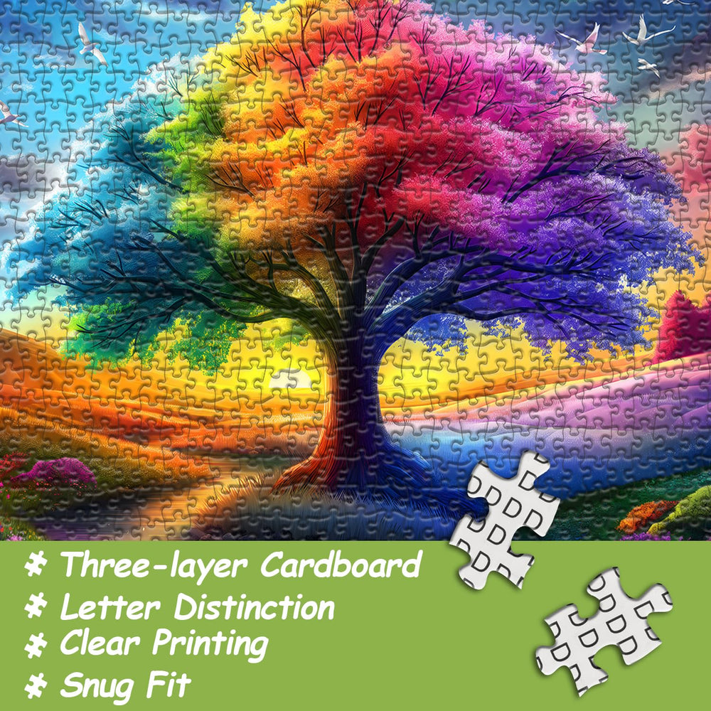 PICKFORU Rainbow Tree of Life puzzle pieces with precise cuts for snug interlocks