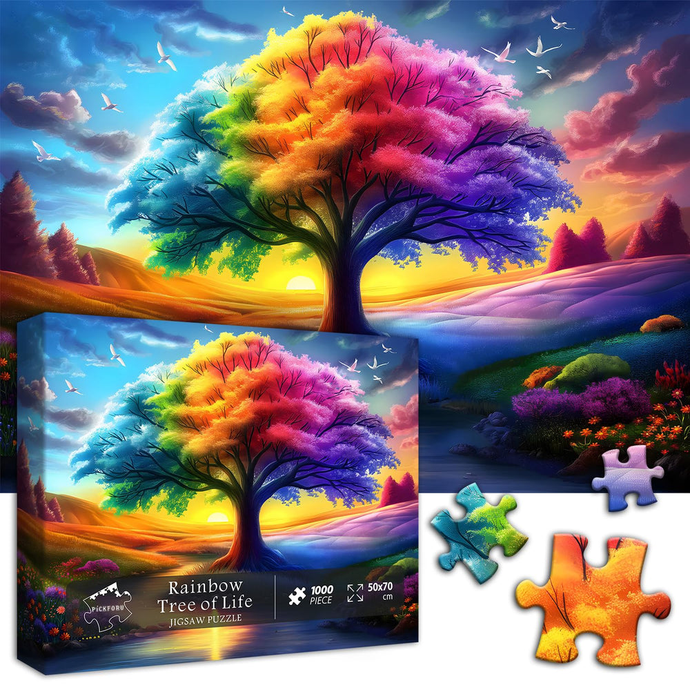 PICKFORU Rainbow Tree of Life puzzle poster as quick reference during assembly