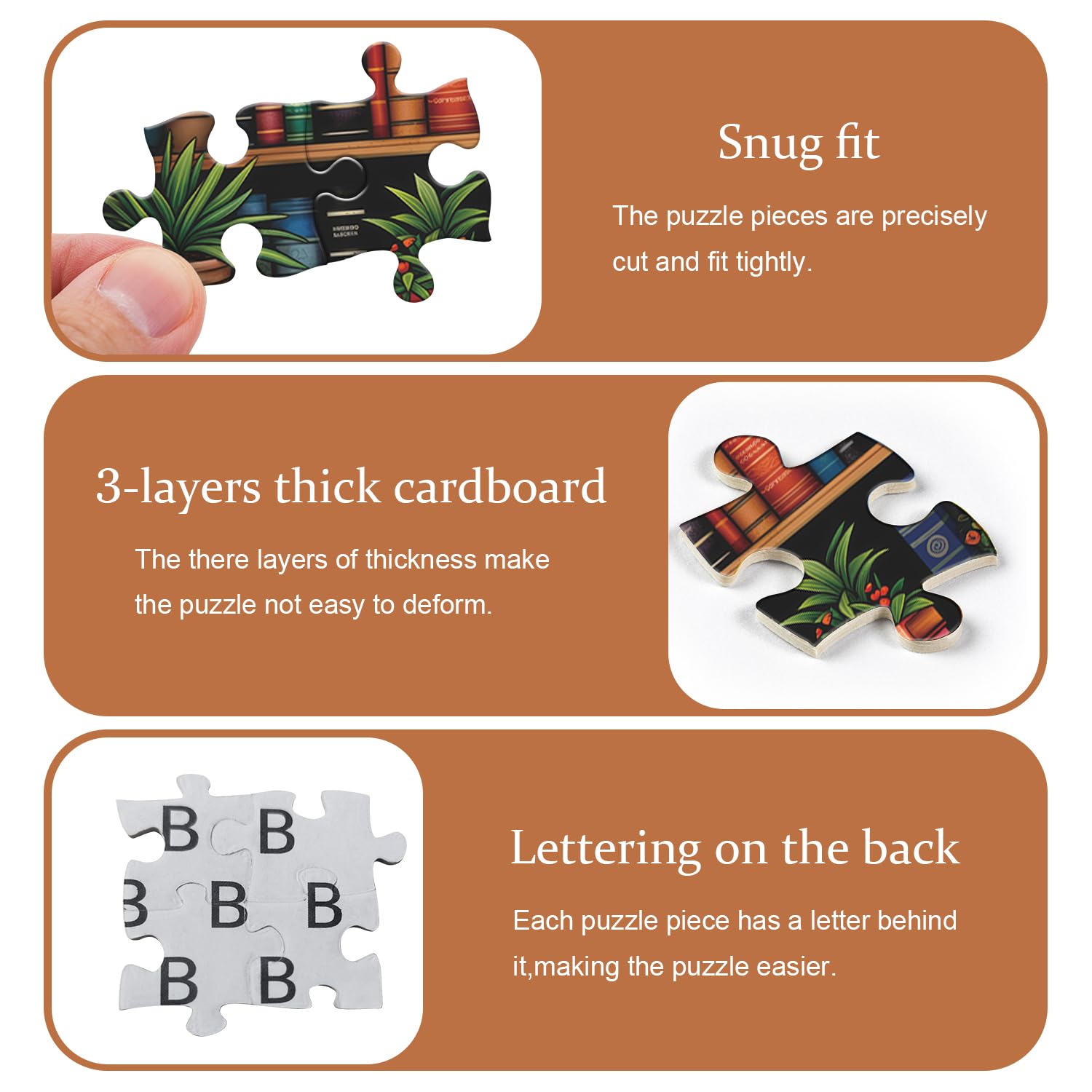 PICKFORU retro bookcase puzzle with colorful scene for adults