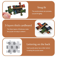 PICKFORU retro bookcase puzzle with colorful scene for adults