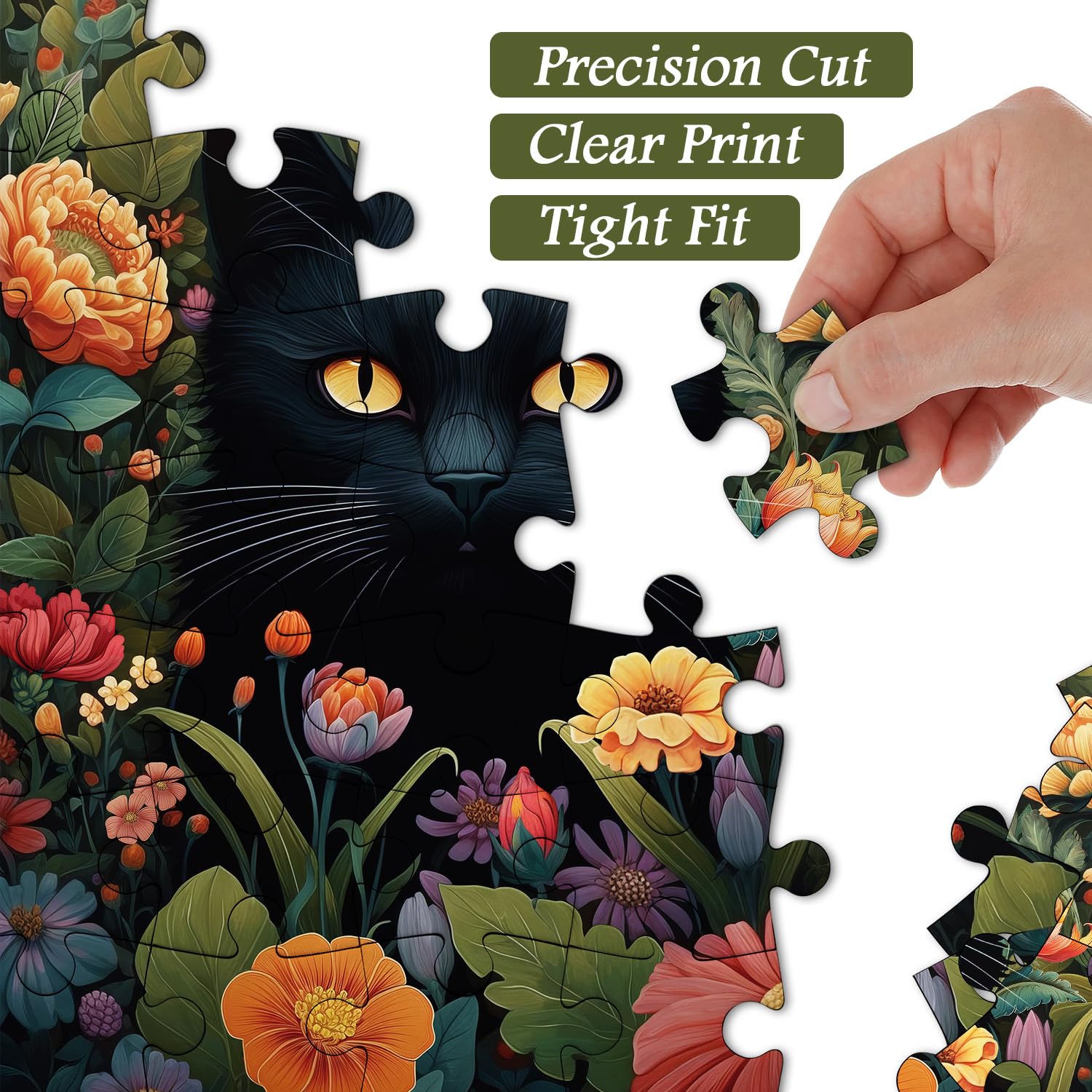 PICKFORU Retro Kitty Puzzle Display showcases colorful cat scenes for home decor.