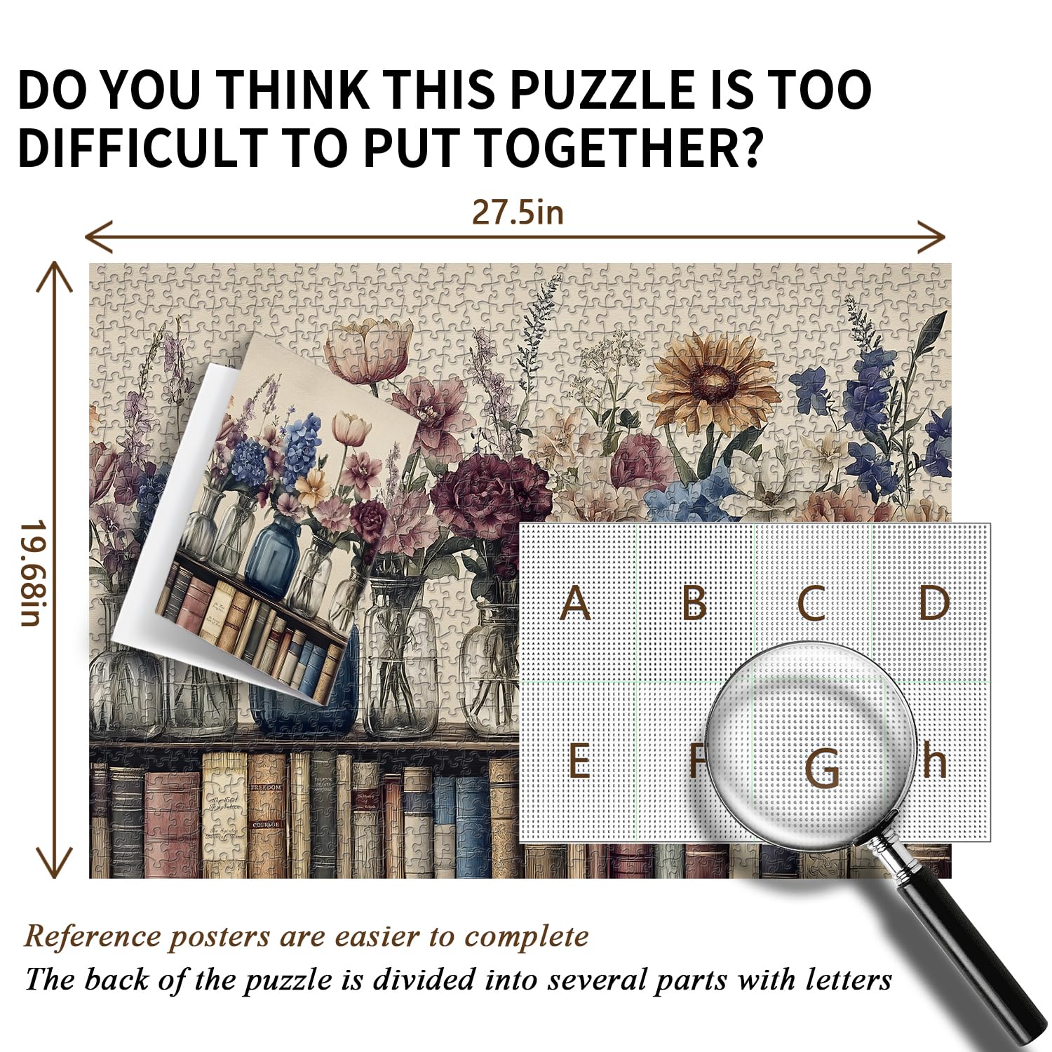 PICKFORU Retro Wildflowers puzzle box stands as decorative storage and keeps the pieces safe