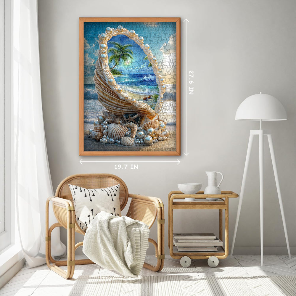 PICKFORU Seashell Base with Pearls adds coastal atmosphere to art.