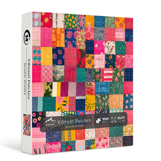 PICKFORU Sewing Patch 1000-piece puzzle box shows durable packaging for easy storage.