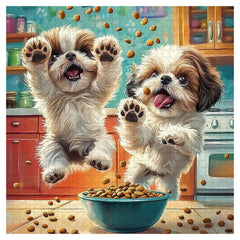 PICKFORU Shih Tzu Snack Time puzzle with ABC back references aids quick assembly.