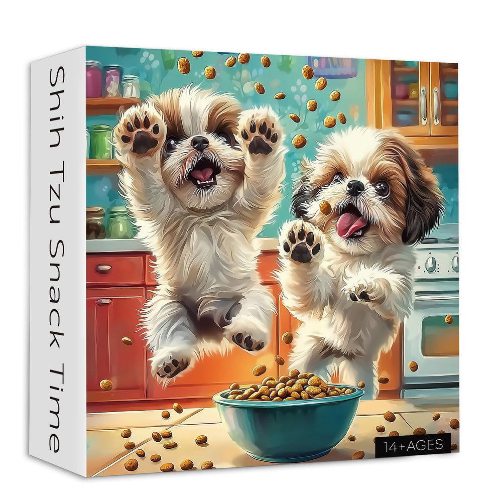 PICKFORU Shih Tzu Snack Time puzzle box, ideal for family puzzle nights.