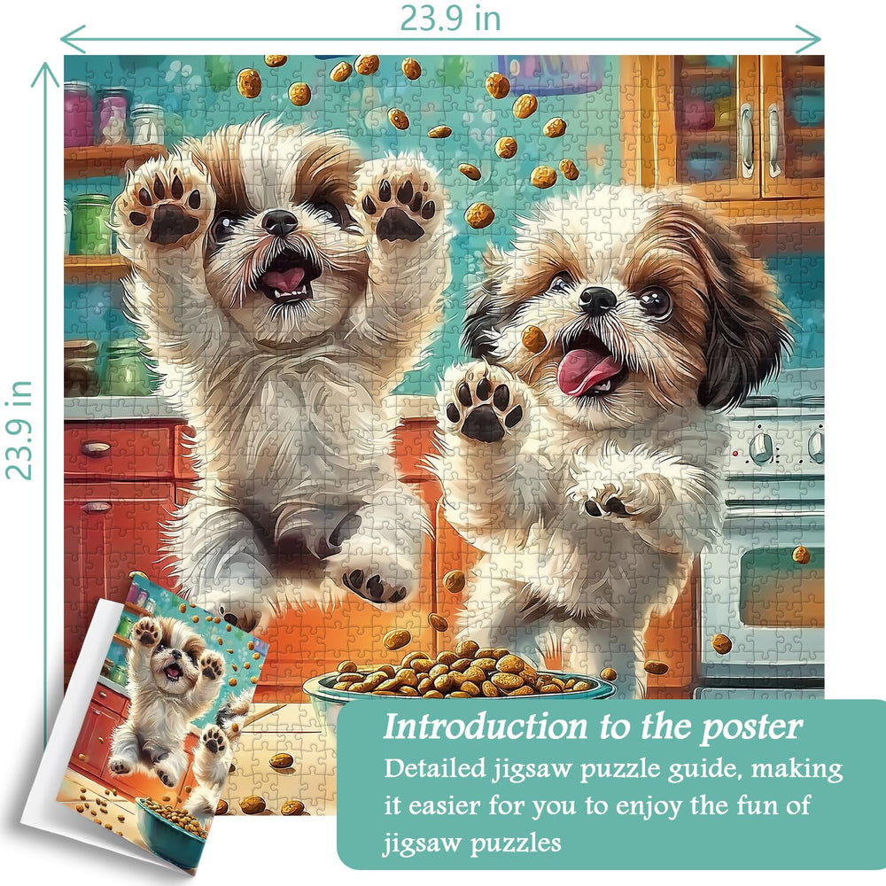 PICKFORU Shih Tzu puzzle captures playful puppies, great for group play.