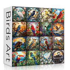 PICKFORU stained glass puzzle finished size view for a relaxing home project.