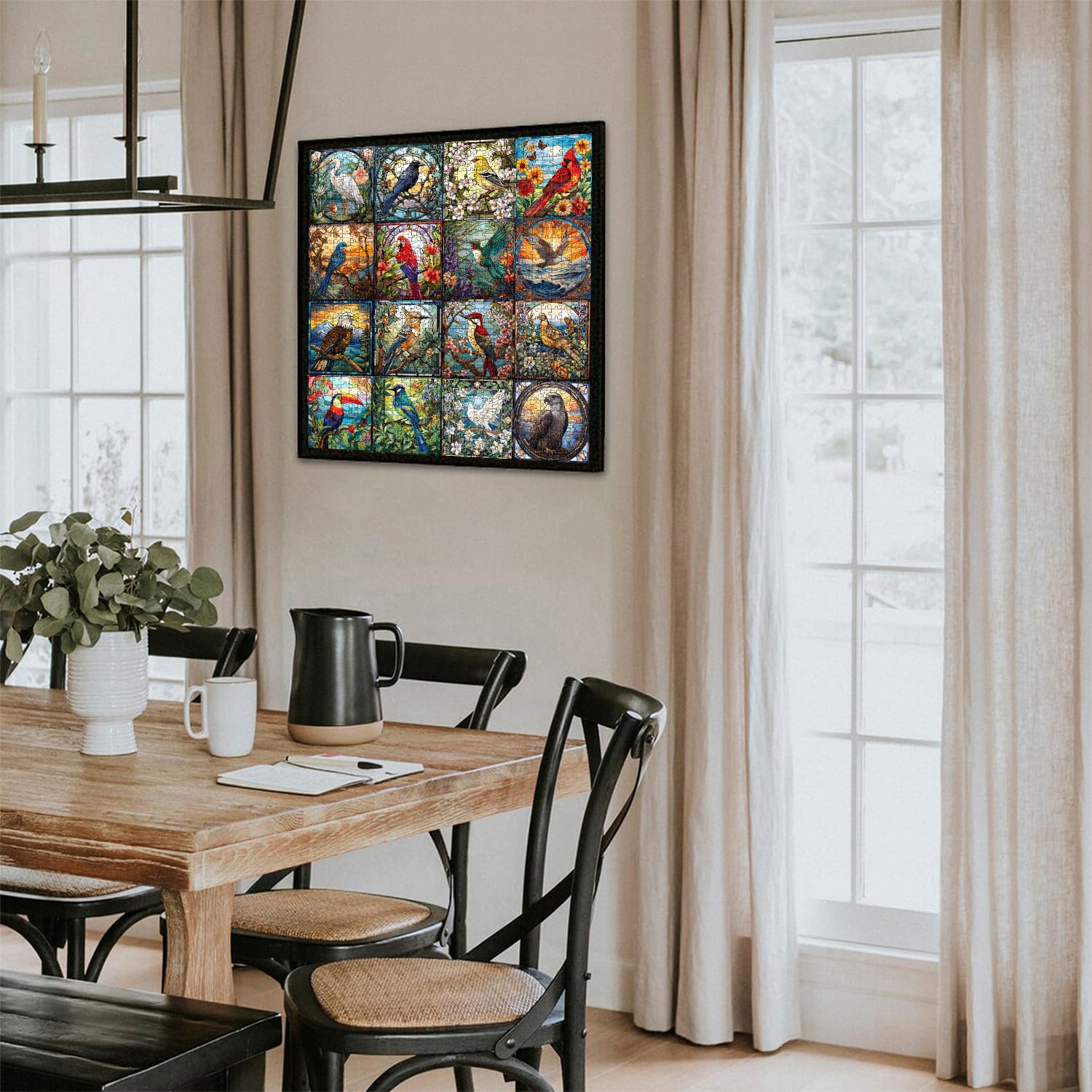 PICKFORU stained glass puzzle packaging includes a sturdy box and high-res poster.