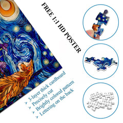 Pickforu starry night cat puzzle scene offers dreamy scenery and challenge.