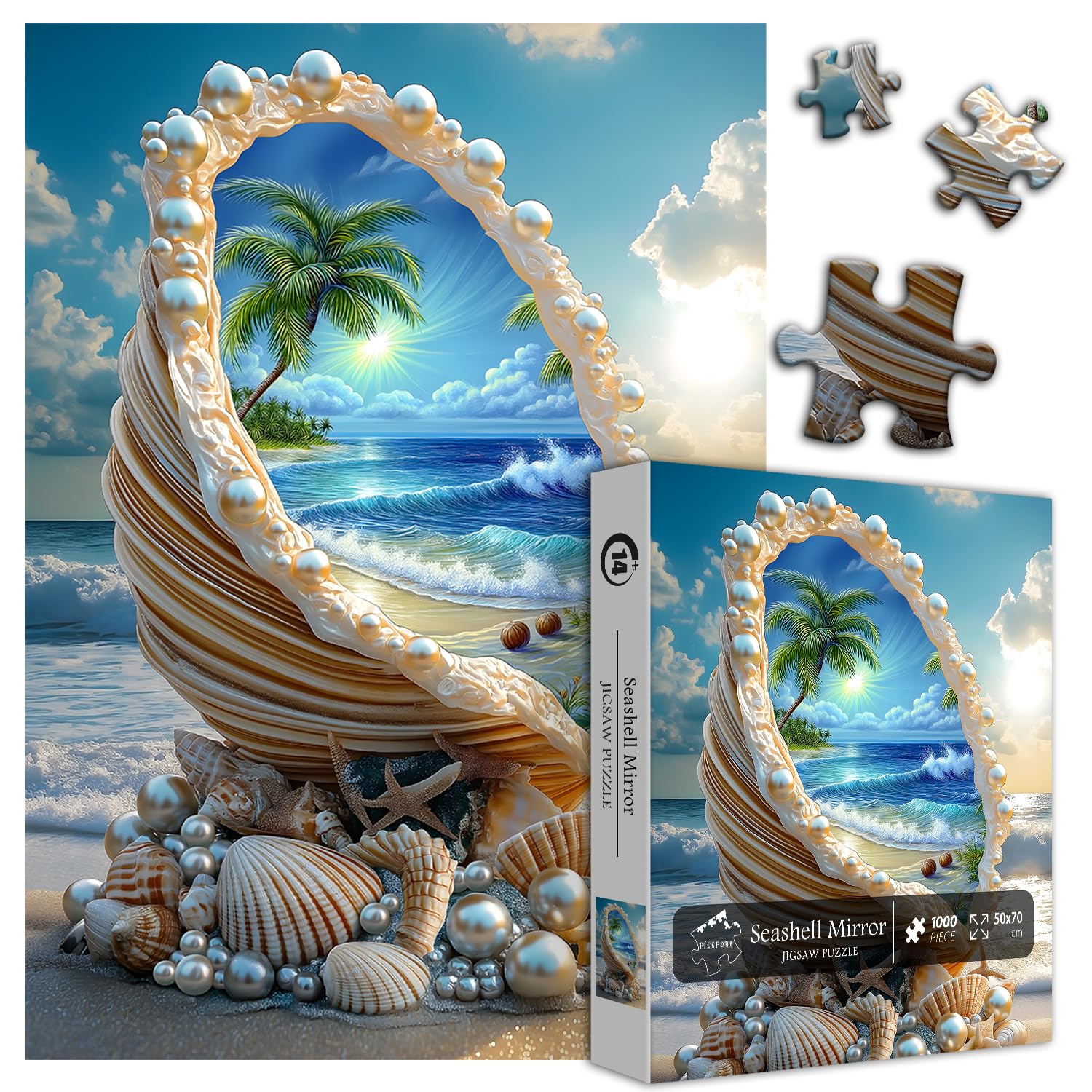PICKFORU Summer Marine Jewel Seashell Edge highlights pearls for elegant display.