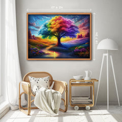 PICKFORU Rainbow Tree of Life puzzle scenery with vibrant colors for immersive viewing