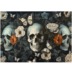 PICKFORU Vintage Flower Skull Puzzle 1000 pieces with spooky art, ideal fall nights.