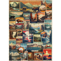 PICKFORU Vintage National Parks Puzzle, 1000 pieces for immersive landscape solving.