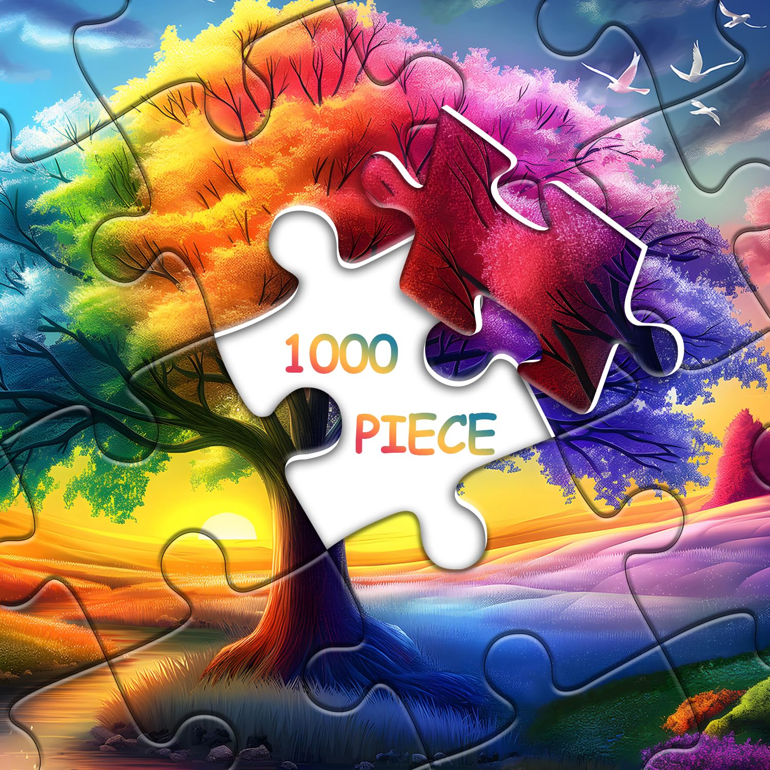 PICKFORU Rainbow Tree of Life puzzle wall decor doubles as bright room art