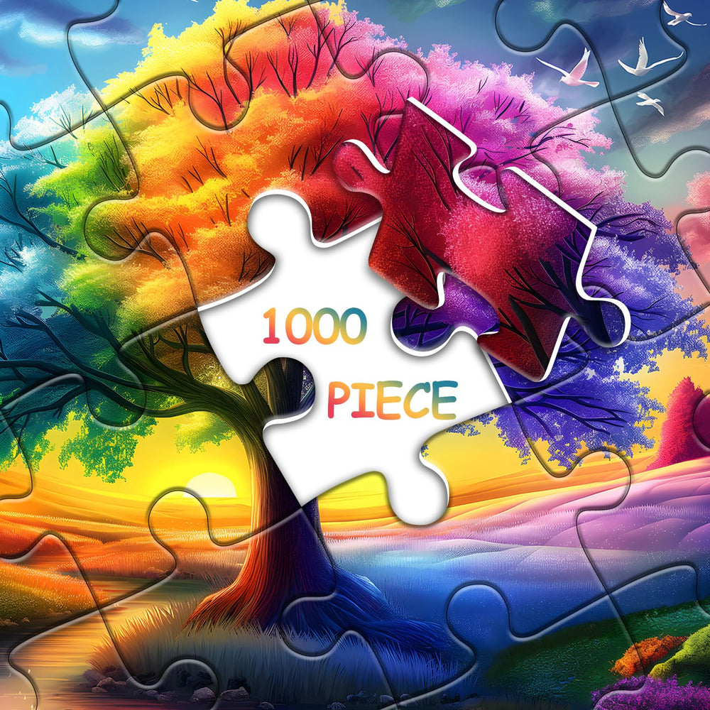 PICKFORU Rainbow Tree of Life puzzle wall decor doubles as bright room art