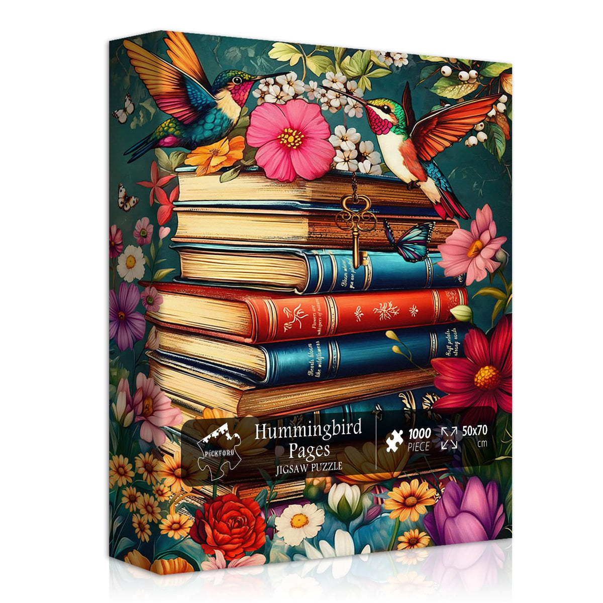 PICKFORU Wildflower Pages puzzle featuring hummingbird pair for relaxing evenings and wall art