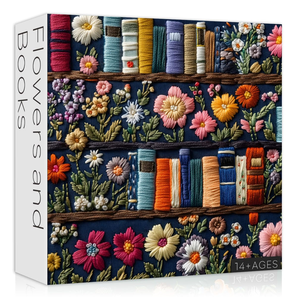 PICKFORU Wildflower Pages embroidery-style puzzle art for mindful puzzling