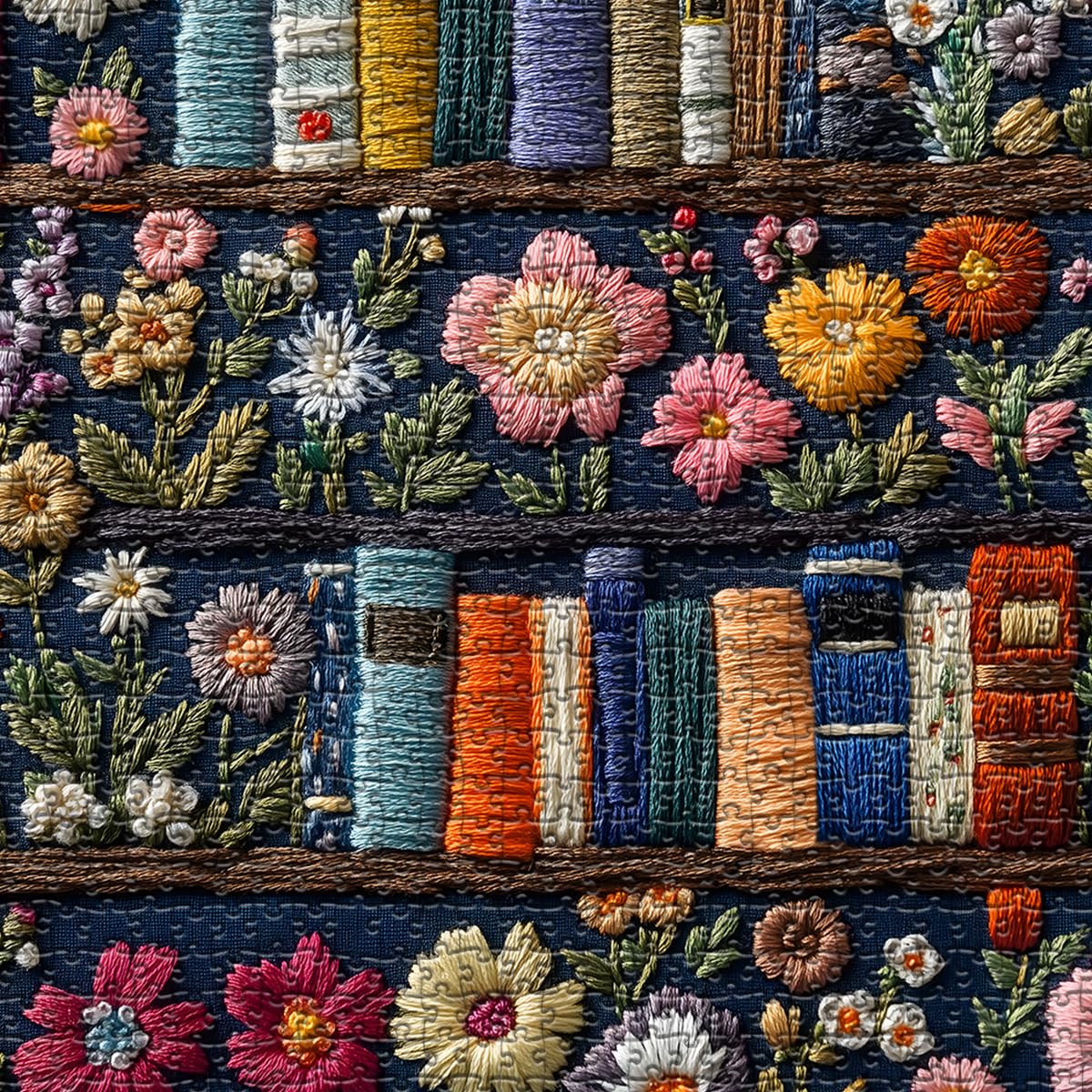 PICKFORU Wildflower Pages vintage bookshelves with wildflowers for nostalgic vibes