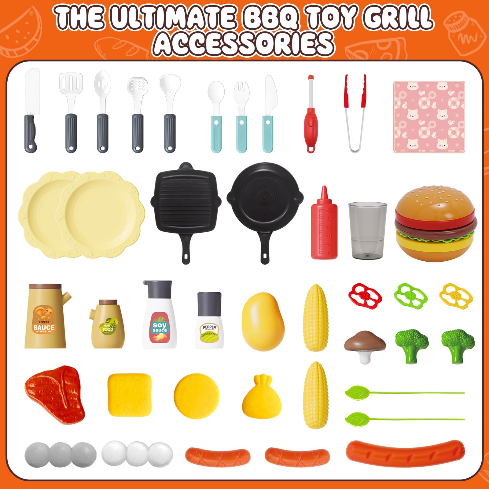 Pickuparts BBQ grill playset easy-assembly for quick setup and storage