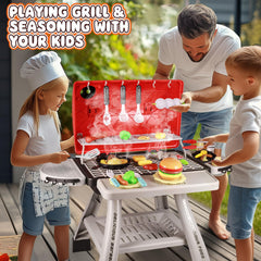 Pickuparts BBQ playset side view highlights portable design for backyard or indoor play
