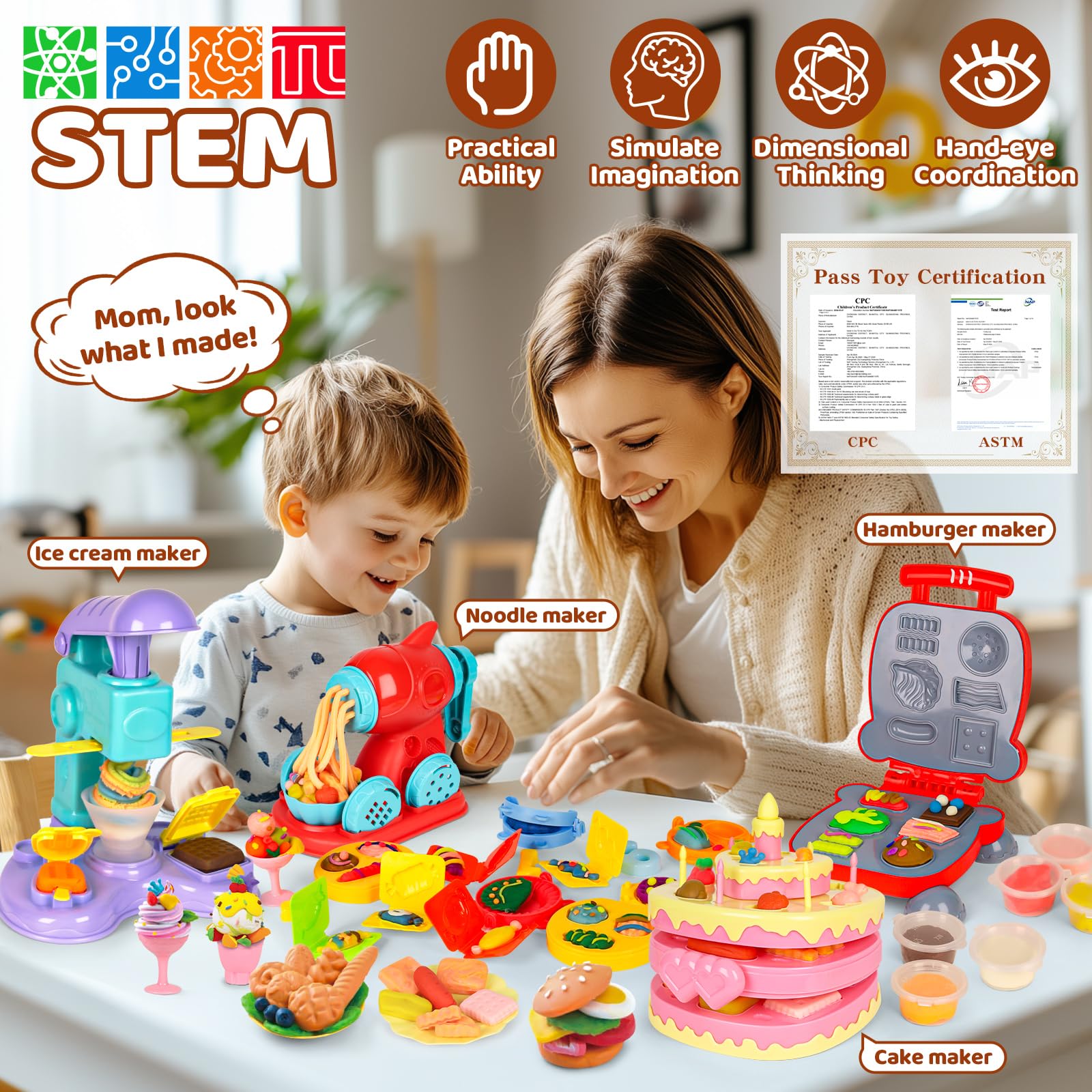 Pickuparts noodle machine helps kids shape and mix colorful dough