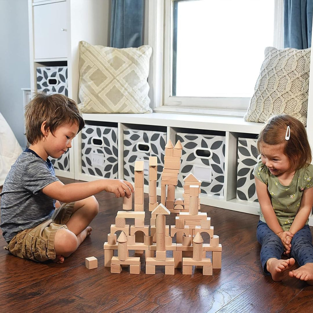 Close-up of natural beech wood texture for durable, safe play with Pidoko Kids.