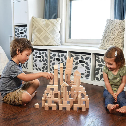 Close-up of natural beech wood texture for durable, safe play with Pidoko Kids.