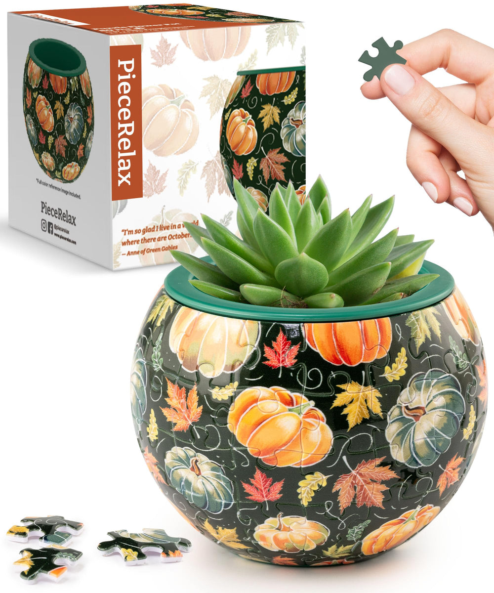 PieceRelax Hello Pumpkin Season 3D puzzle pot ready to display autumn decor