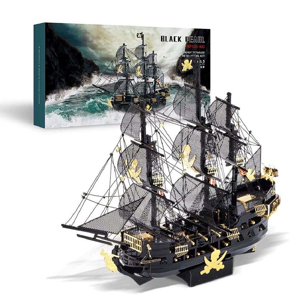 Piececool Black Pearl pirate ship metal model kit - hull details for desk decor