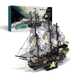 Piececool Black Pearl pirate ship metal model kit - hull details for desk decor