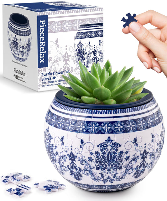 PieceRelax 3D puzzle flowerpot with interlocking pieces for sturdy display.