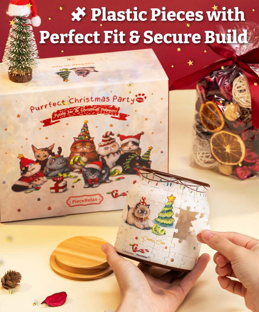 PieceRelax puzzle jar with dried flowers highlights natural decor and gentle fragrance.